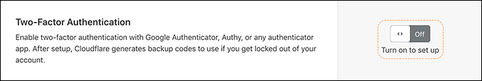 旧URL:https://support.cloudflare.com/hc/article_attachments/360038176711/2FA_enable.png Article IDs: 200167906 | Securing user access with two-factor authentication (2FA)